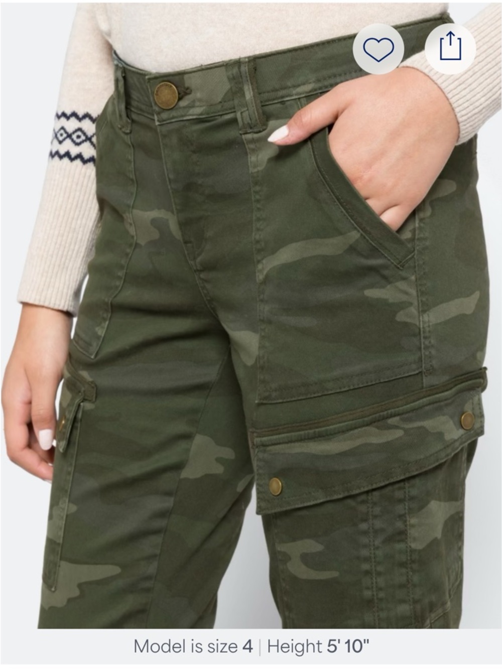 Democracy Ab Solution Utility Roll Cuff Camo Pants, Size 10